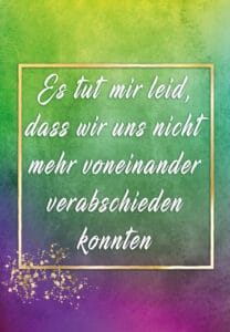 Wenn keine Zeit zum Abschied blieb 1 es tut mit leid o.B